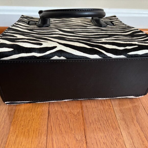 Michael Kors Hamilton Small Zebra Print Calf Hair Satchel Bag Black Multi - Picture 4 of 4